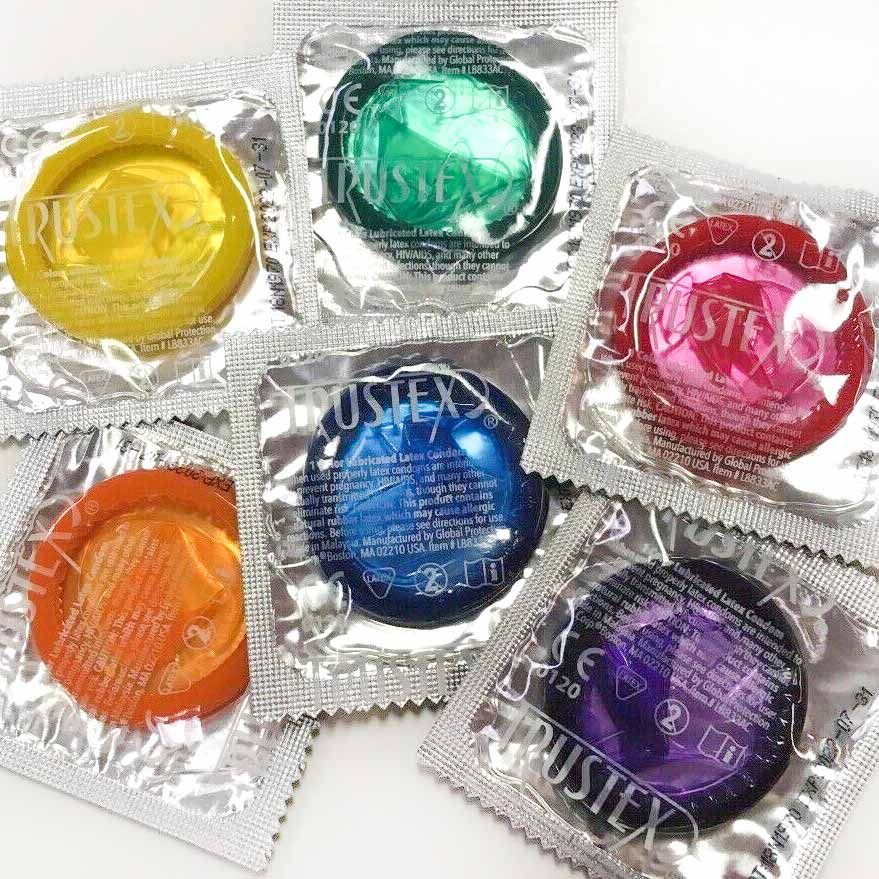 External: Truestex® Mixed Colors Lubricated Latex Condoms - 12 pack