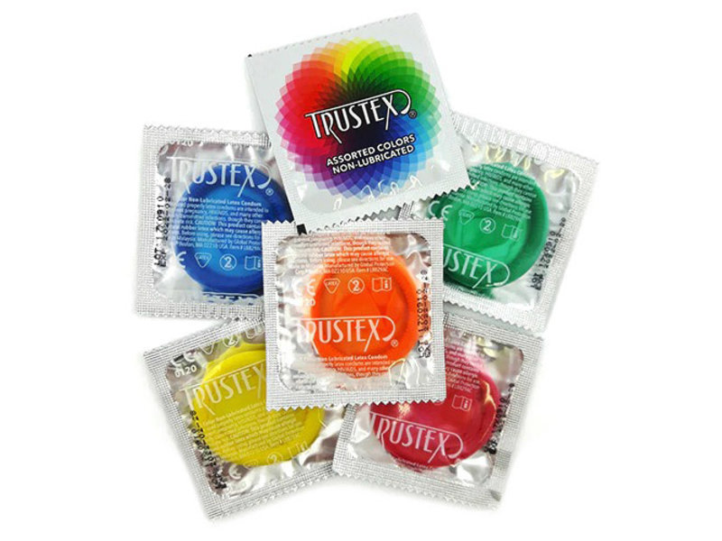 External: Truestex® Mixed Colors Non-Lubricated Latex Condoms - 12 pack