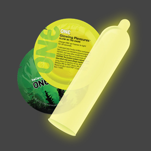 External: ONE® Glowing Pleasures Lubricated Latex Condoms - 12 pack