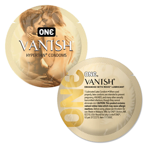 External: ONE® Vanish® Hyperthin® Lubricated Latex Condoms - 12 pack