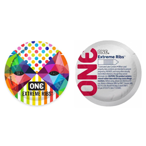External: ONE® Extreme Ribs™ Lubricated Latex Condoms - 12 pack